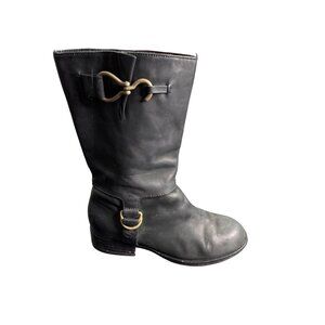 Cole Haan Air Tantivy Women's Black Leather Riding Boots Equestrian 8